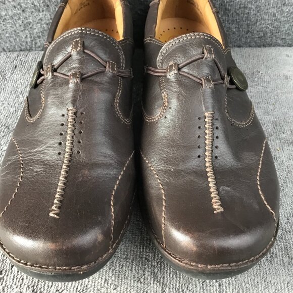Clarks Unstructured Leather Brown Unloop Slip On Comfort Shoes Sz 9W - Picture 6 of 10